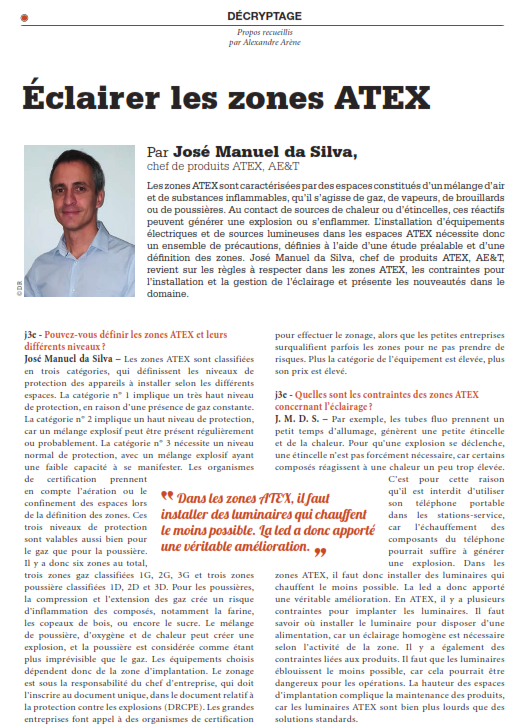 Eclairer les zones ATEX - interview du chef de produits ATEX d'ae&t